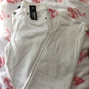 Express mid rise skinny white jeans